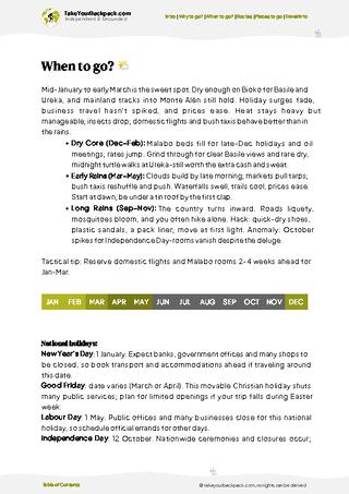 example page 3 from our offline Travel Guide for Equatorial Guinea